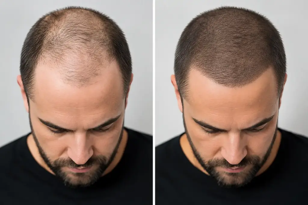 Micropigmentação capilar antes e depois